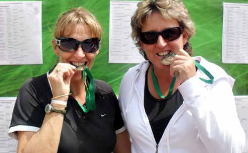 Gympie veteran tennis player Kym Ireland (right) celebrates a bronze medal win with Sunshine Coast’s Janelle Spittle in doubles at the World Seniors’ Tournament in Mexico earlier this month. It was Ireland’s first time competing in the event and she was elated to be able to match it with the world’s best veteran players. Gympie veteran tennis player Kym Ireland (right) celebrates a bronze medal win with Sunshine Coast’s Janelle Spittle in doubles at the World Seniors’ Tournament in Mexico earlier this month. It was Ireland’s first time competing in the event and she was elated to be able to match it with the world’s best veteran players.